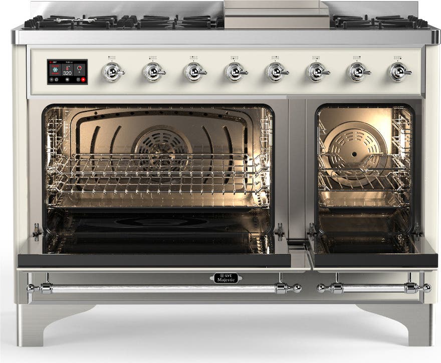 Ilve UM48FQNR3AWCLP Antique White With Chrome Trim, Liquid Propane