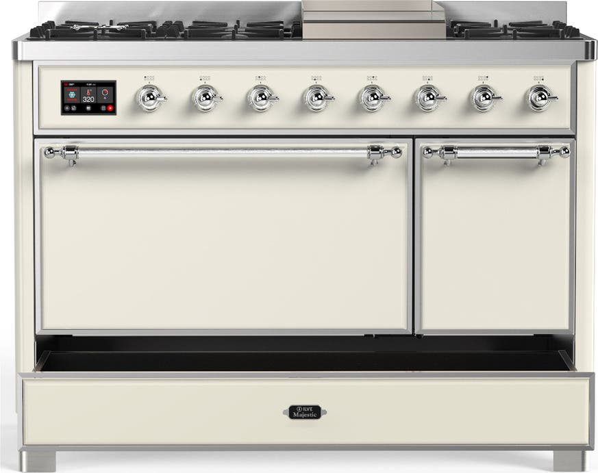 Ilve UM48FQNR3AWCLP Antique White With Chrome Trim, Liquid Propane