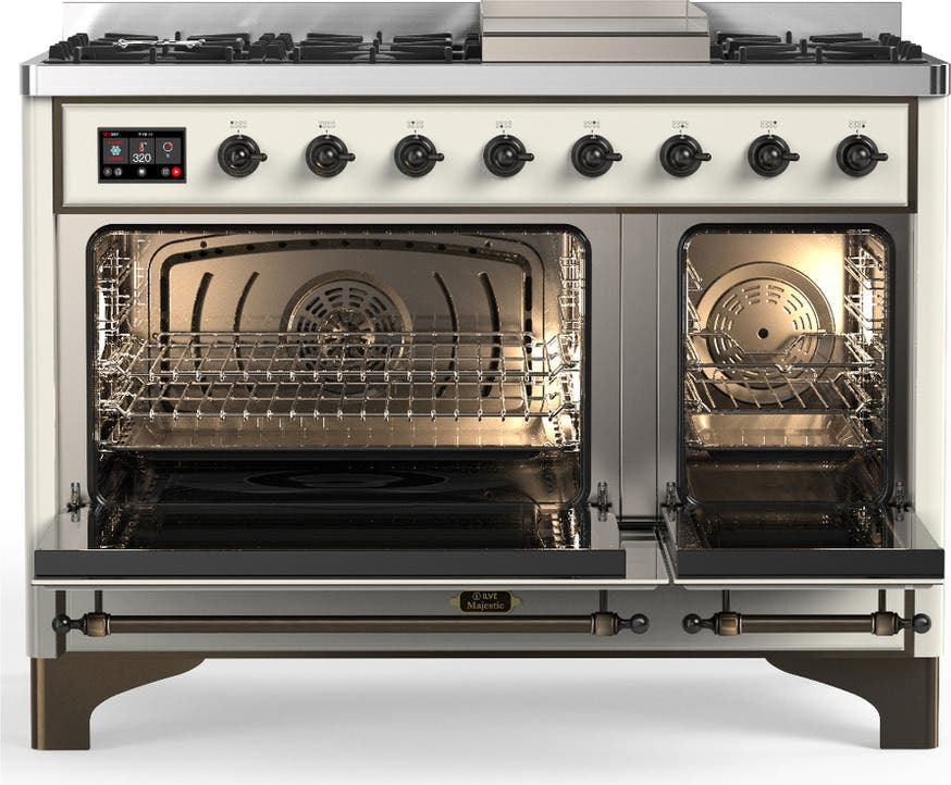 Ilve UM48FQNR3AWBLP Antique White With Burnished Trim, Liquid Propane