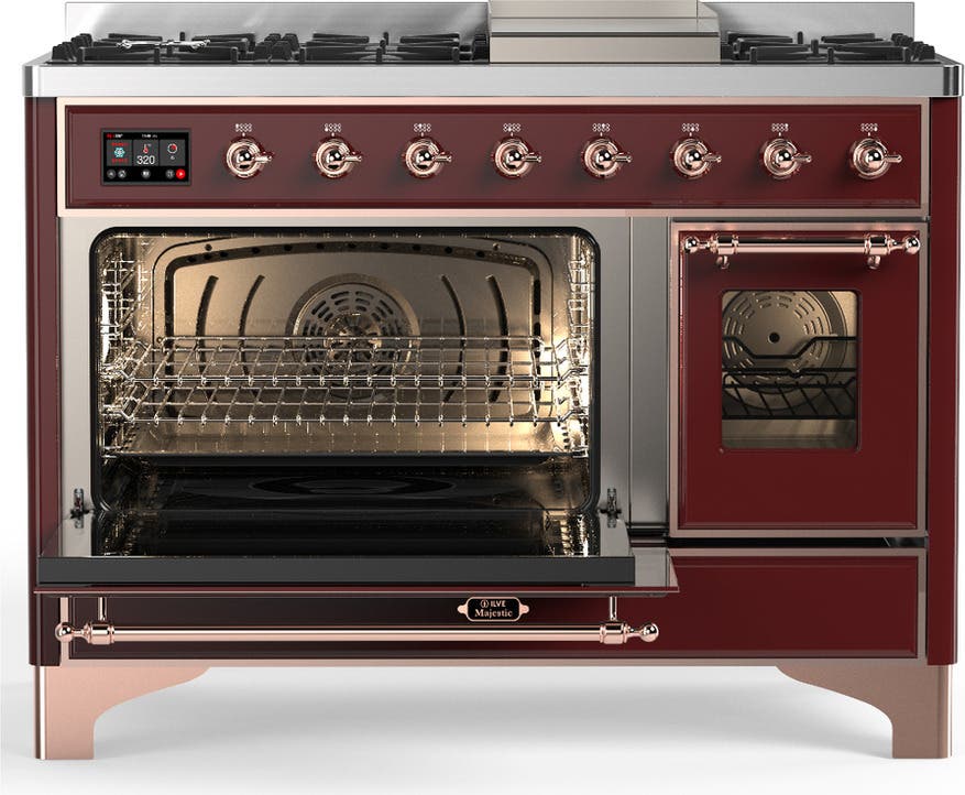 Ilve UM48FNR3BUPLP Burgundy With Copper Trim, Liquid Propane