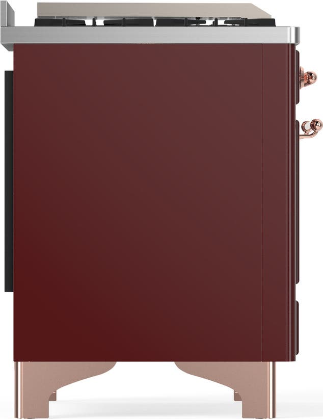 Ilve UM48FNR3BUPLP Burgundy With Copper Trim, Liquid Propane