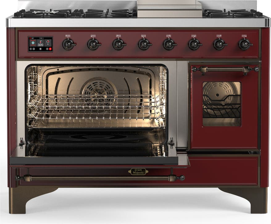 Ilve UM48FNR3BUBLP Burgundy With Burnished Trim, Liquid Propane