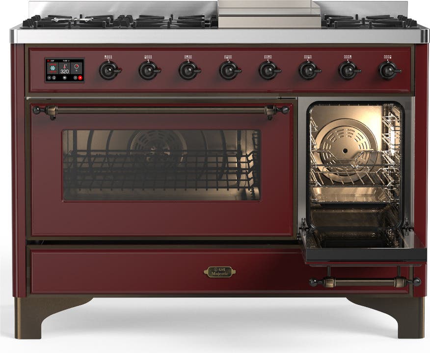 Ilve UM48FNR3BUBLP Burgundy With Burnished Trim, Liquid Propane