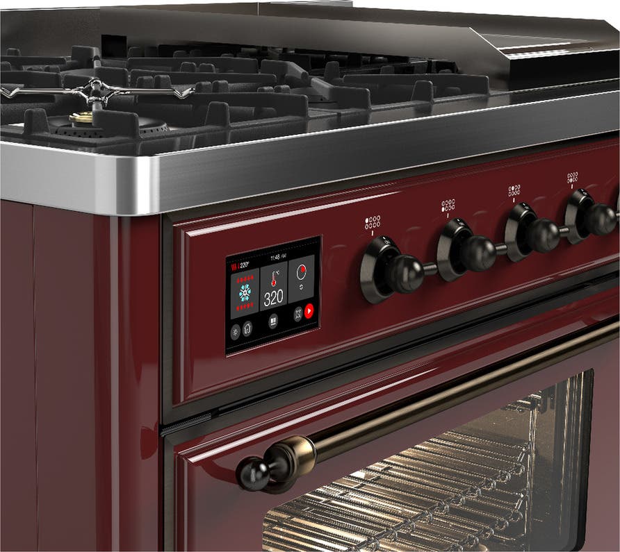 Ilve UM48FNR3BUBLP Burgundy With Burnished Trim, Liquid Propane
