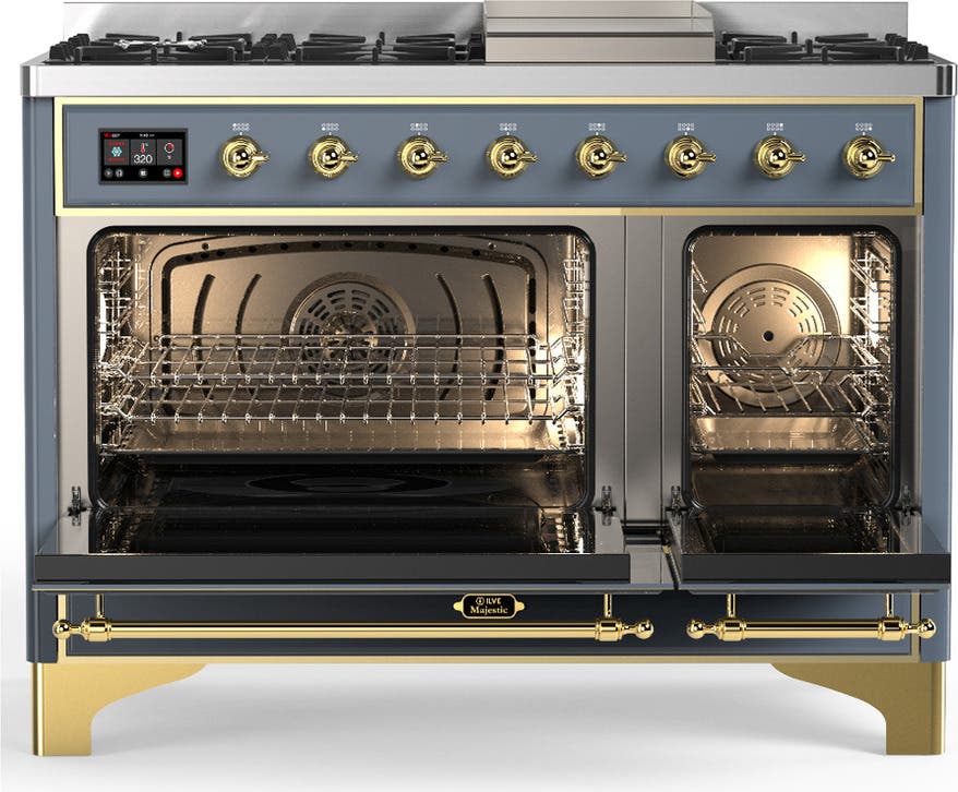 Ilve UM48FNR3BGGLP Blue Grey With Brass Trim, Liquid Propane