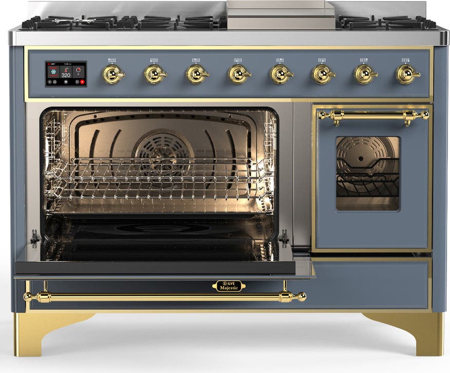 Ilve UM48FNR3BGGLP Blue Grey With Brass Trim, Liquid Propane
