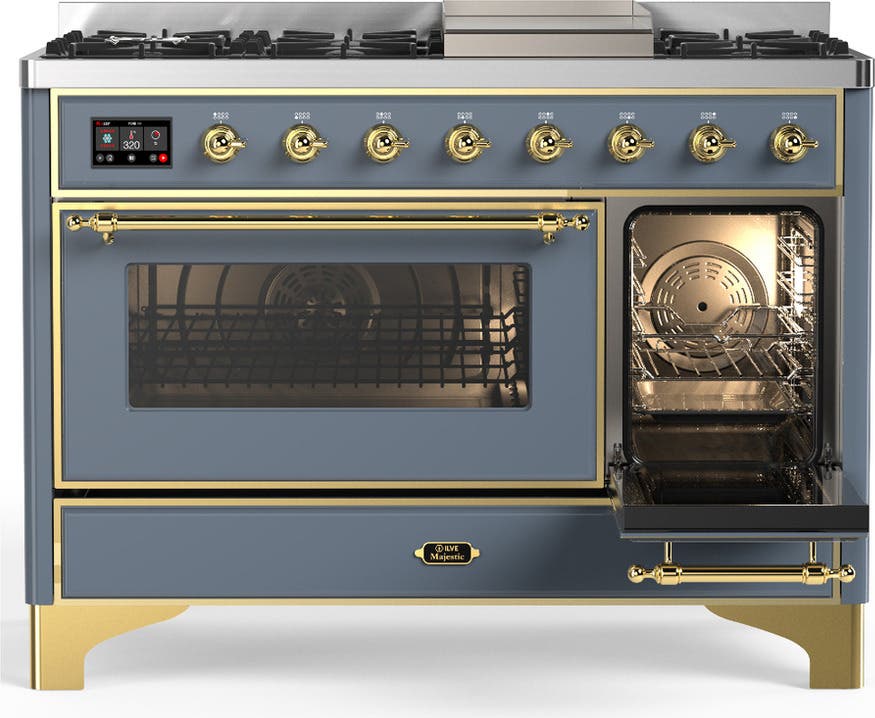 Ilve UM48FNR3BGGLP Blue Grey With Brass Trim, Liquid Propane