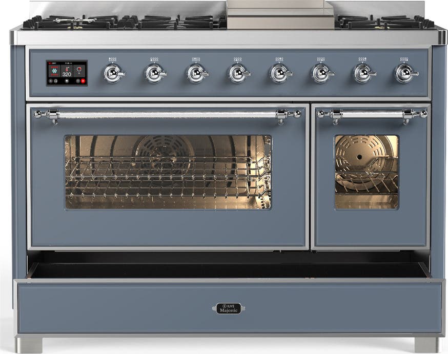 Ilve UM48FNR3BGCLP Blue Grey With Chrome Trim, Liquid Propane