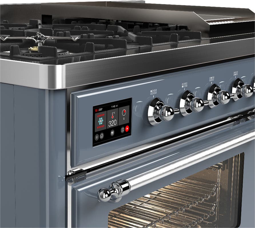 Ilve UM48FNR3BGCLP Blue Grey With Chrome Trim, Liquid Propane