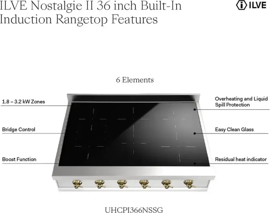 Ilve UHCPI366NSSB Stainless Steel With Burnished Trim