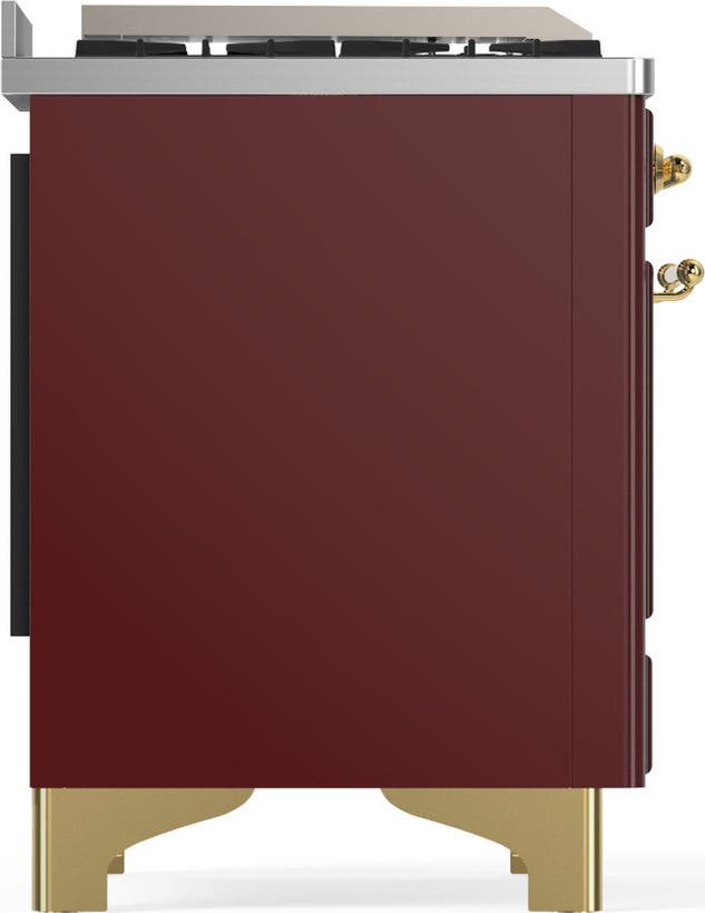 Ilve UM48FQNR3BUG Burgundy With Brass Trim, Natural Gas