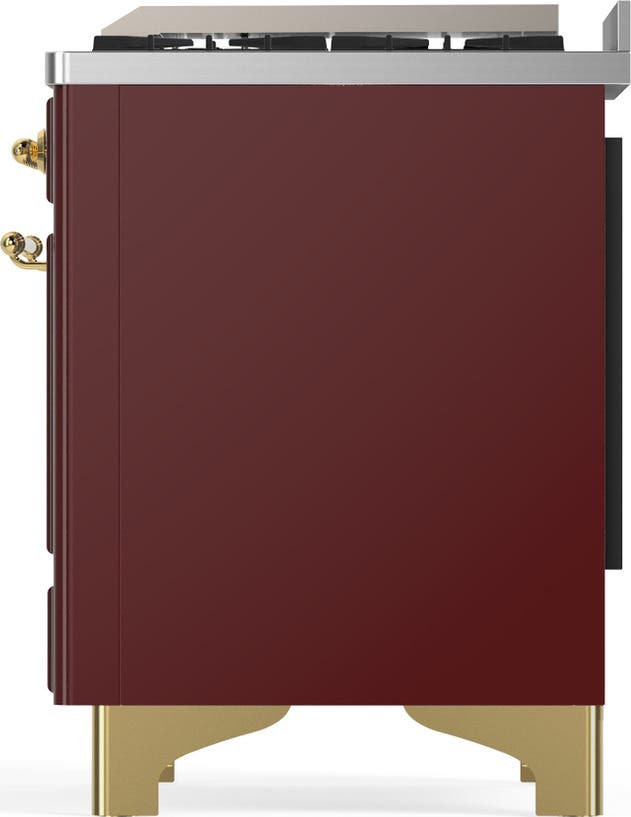 Ilve UM48FQNR3BUG Burgundy With Brass Trim, Natural Gas