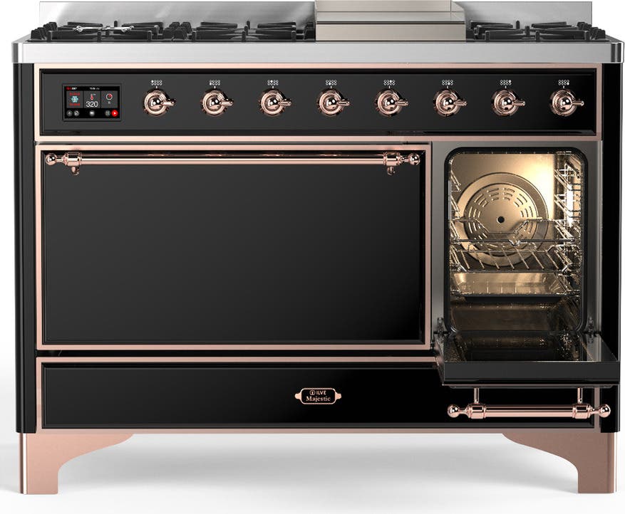 Ilve UM48FQNR3BKP Glossy Black With Copper Trim, Natural Gas