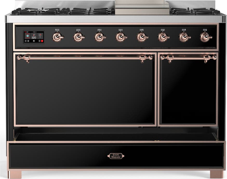 Ilve UM48FQNR3BKP Glossy Black With Copper Trim, Natural Gas