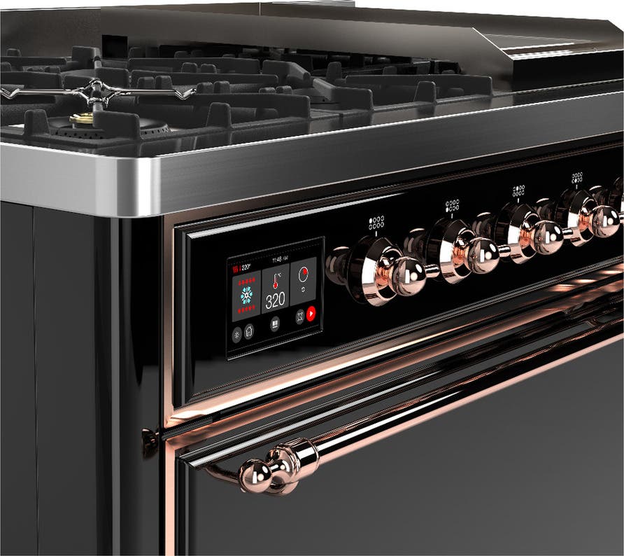 Ilve UM48FQNR3BKP Glossy Black With Copper Trim, Natural Gas