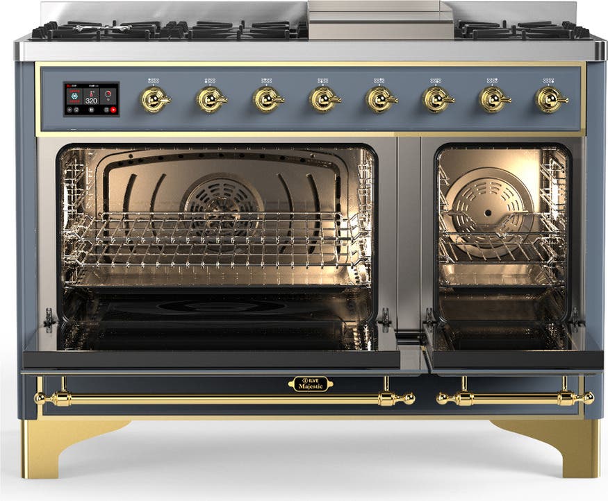 Ilve UM48FQNR3BGGLP Blue Grey With Brass Trim, Liquid Propane
