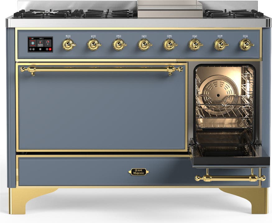 Ilve UM48FQNR3BGGLP Blue Grey With Brass Trim, Liquid Propane