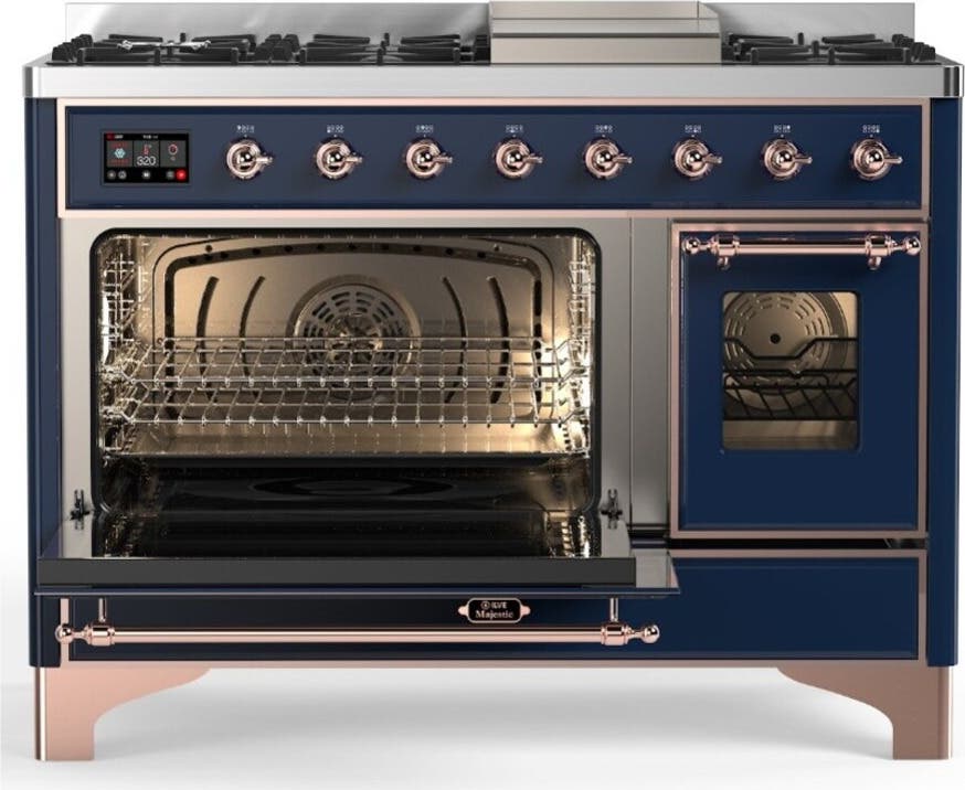 Ilve UM48FNR3MBPLP Matte Blue With Copper Trim, Liquid Propane