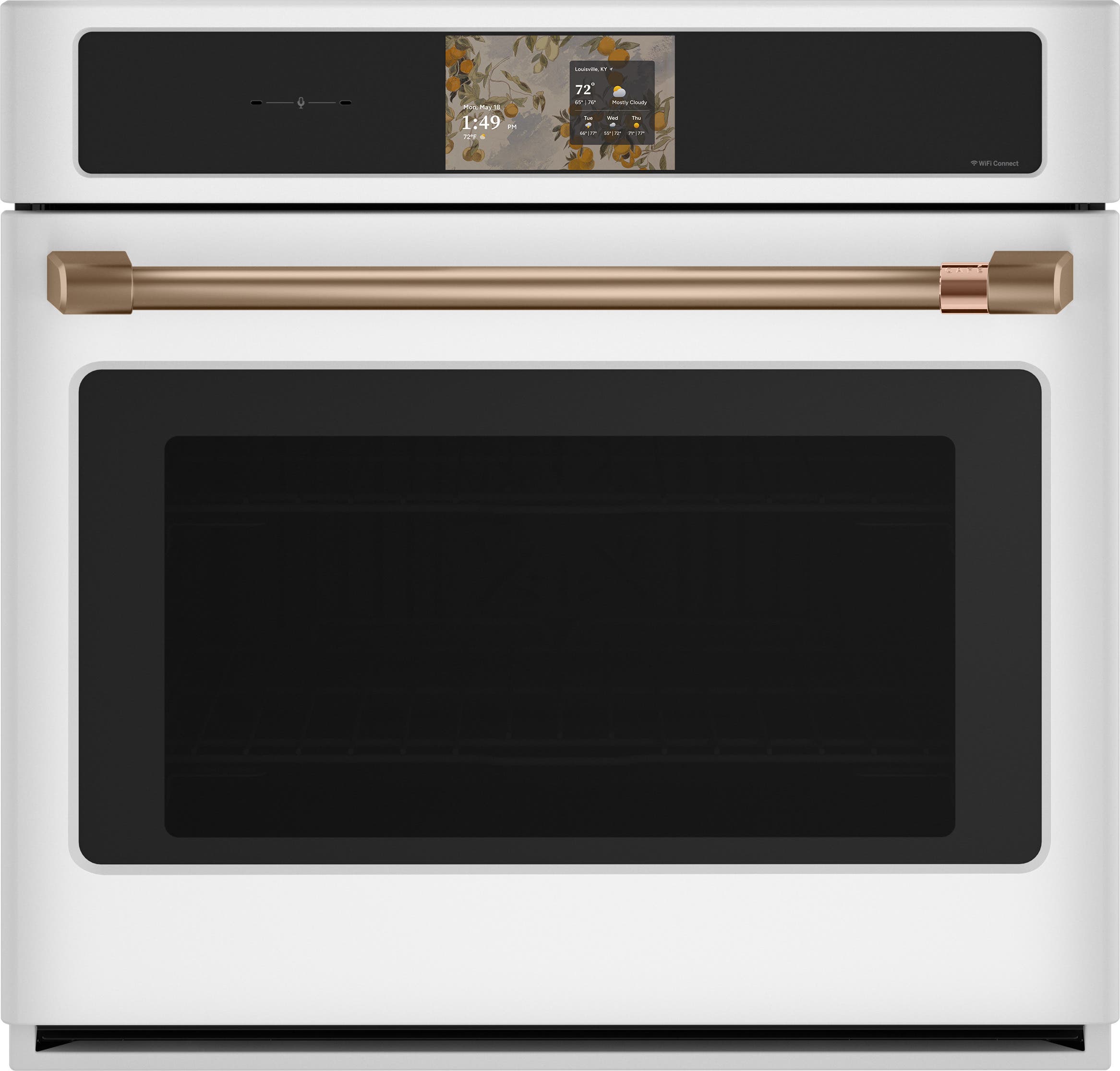 Cafe CTS90DP4ZW2 Matte White with Brushed Bronze Handle