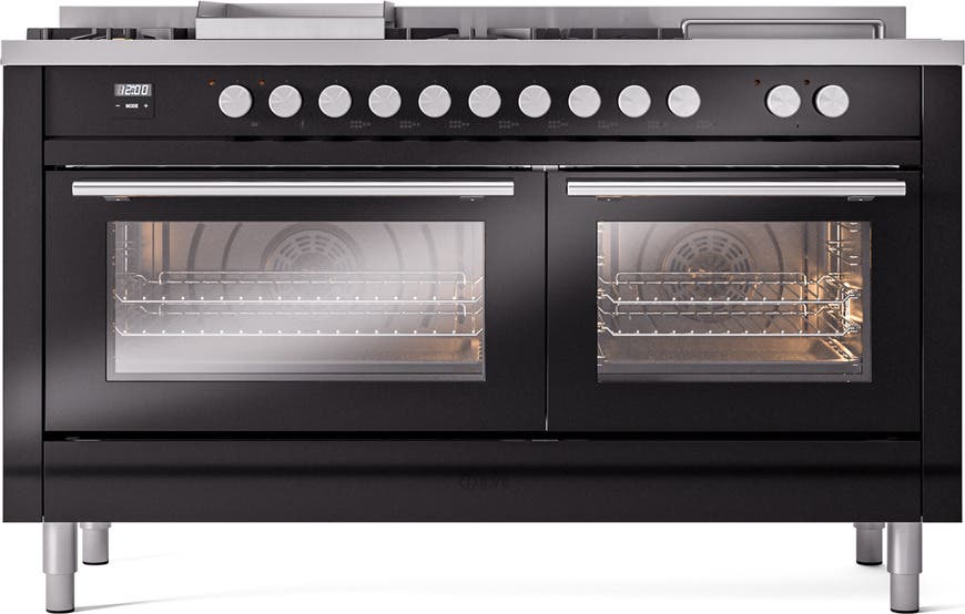 Ilve UP60FSQMPBKLP Glossy Black With Satin Trim, Lp